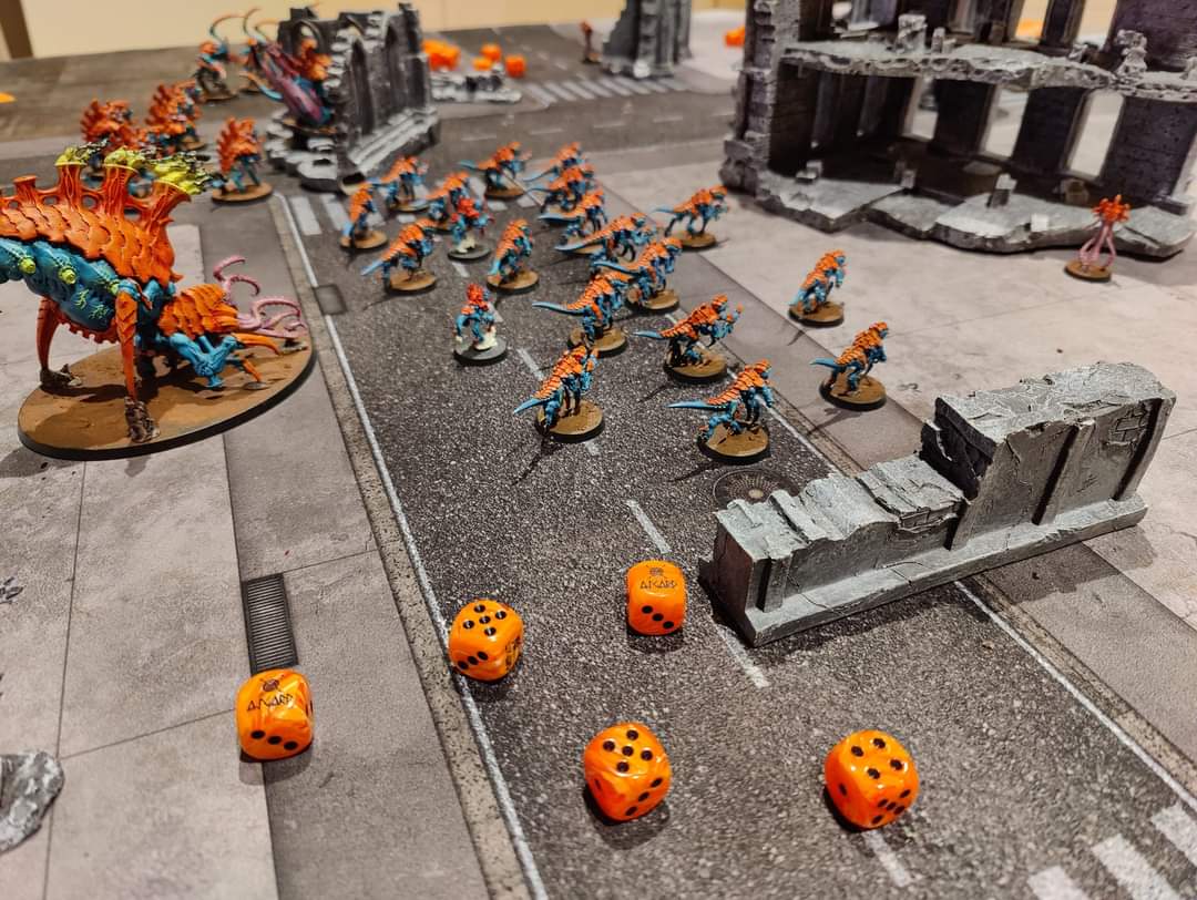 Particolare di una partita a Warhammer 40