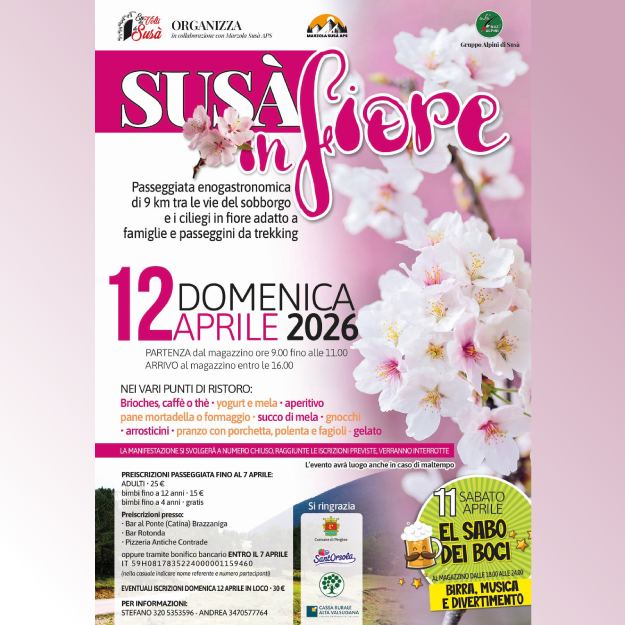 Locandina: Susà in fiore - Camminata enogastronomica